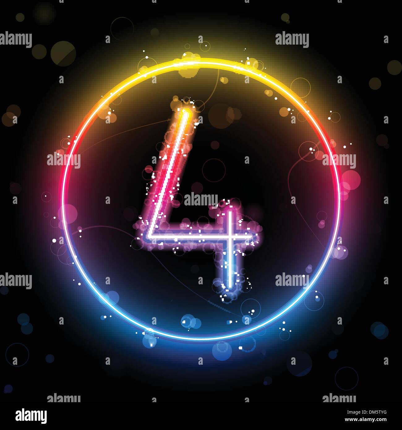 Nummer Regenbogen leuchtet Glitter mit funkelt Stock Vektor