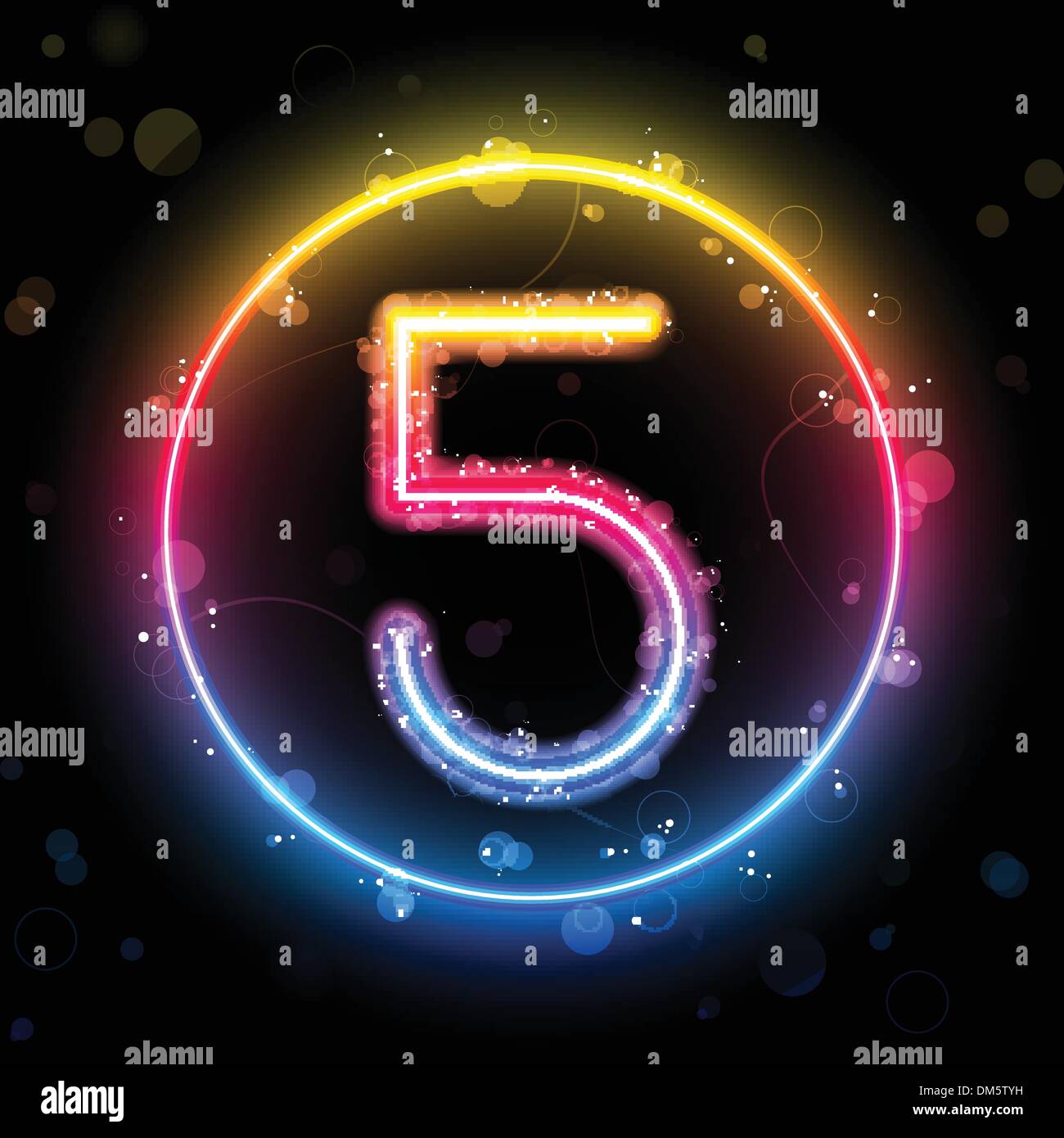 Nummer Regenbogen leuchtet Glitter mit funkelt Stock Vektor