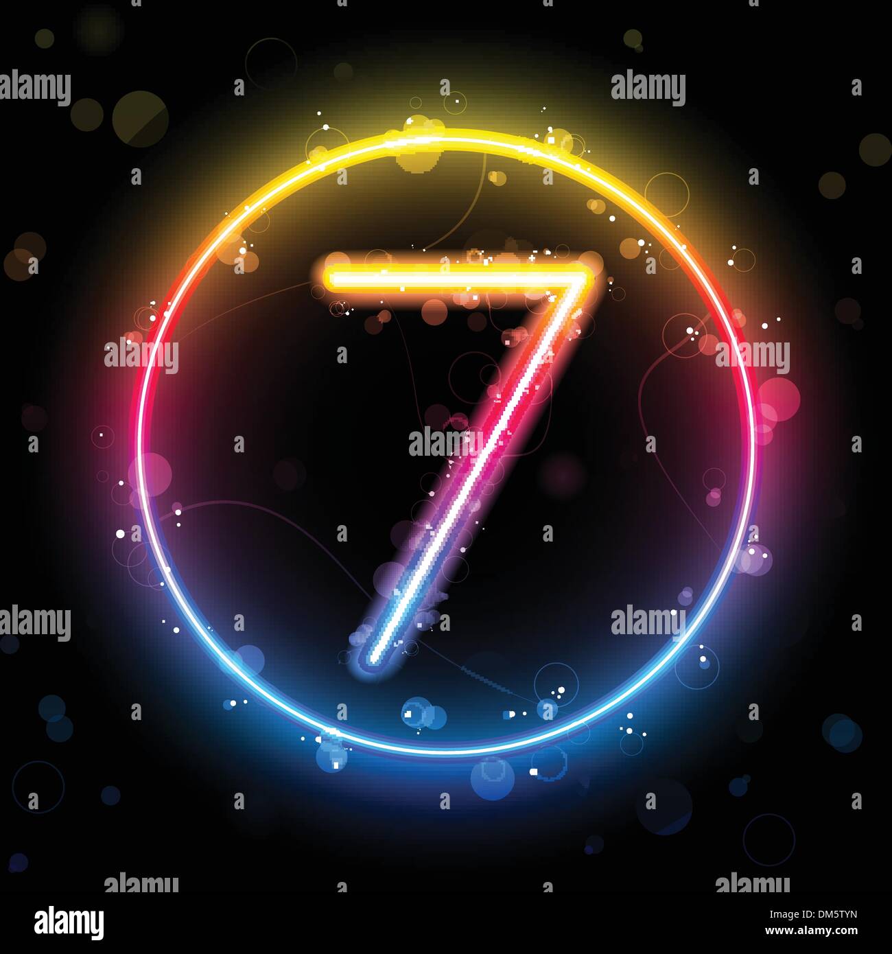 Nummer Regenbogen leuchtet Glitter mit funkelt Stock Vektor