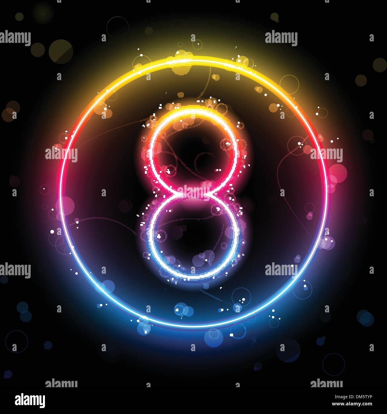 Nummer Regenbogen leuchtet Glitter mit funkelt Stock Vektor