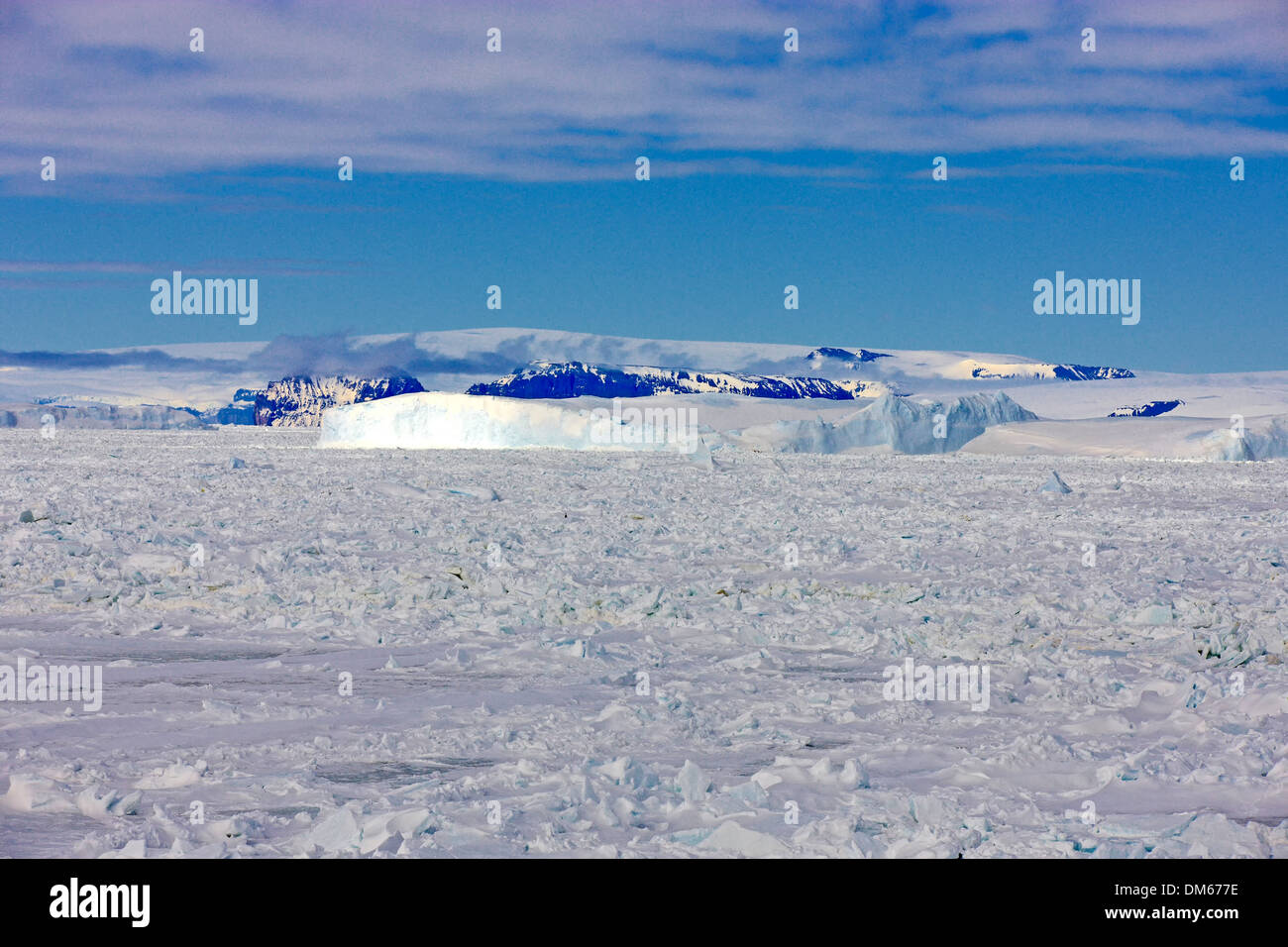 Eisige Landschaft, Packeis, Weddellmeer, Antarktis Stockfoto