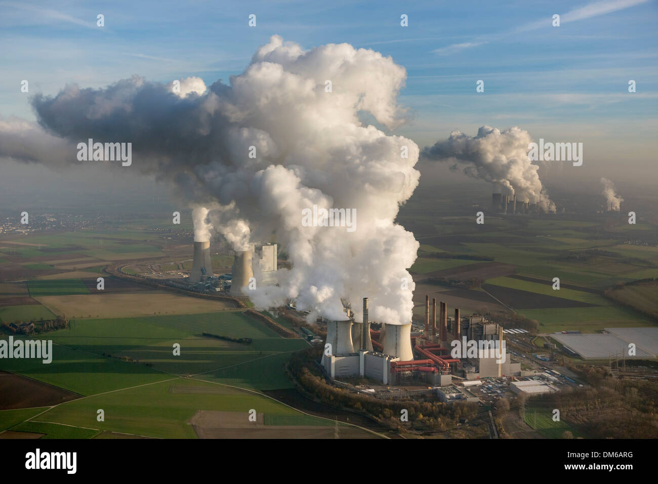 Luftbild, Braunkohle-Kraftwerk, Grevenbroich, Nordrhein-Westfalen, Deutschland Stockfoto