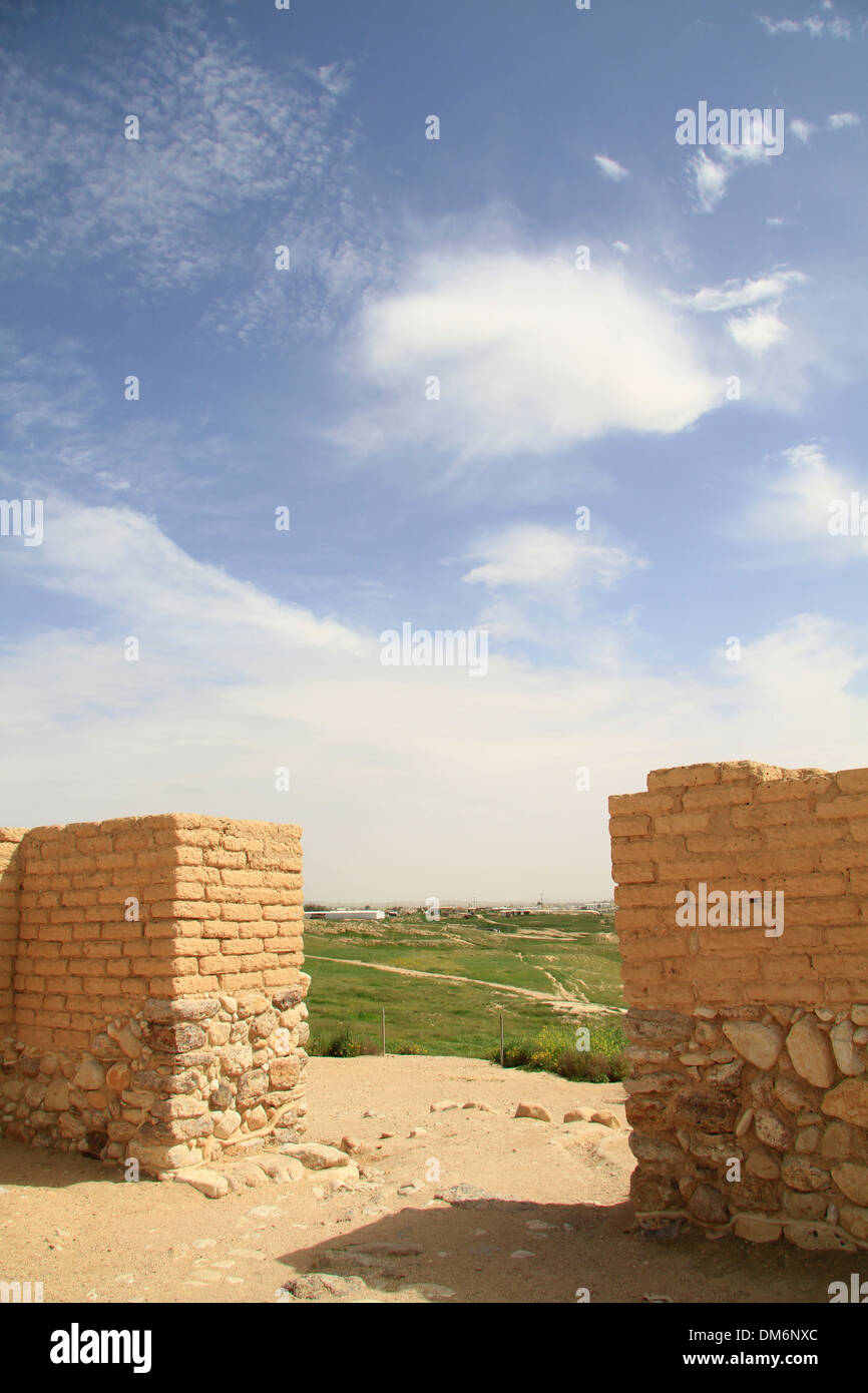 Israel, Negev-Wüste, Tel Beer Sheba, das äußere Tor der biblischen Stadt Beer Sheba, UNESCO-Weltkulturerbe Stockfoto