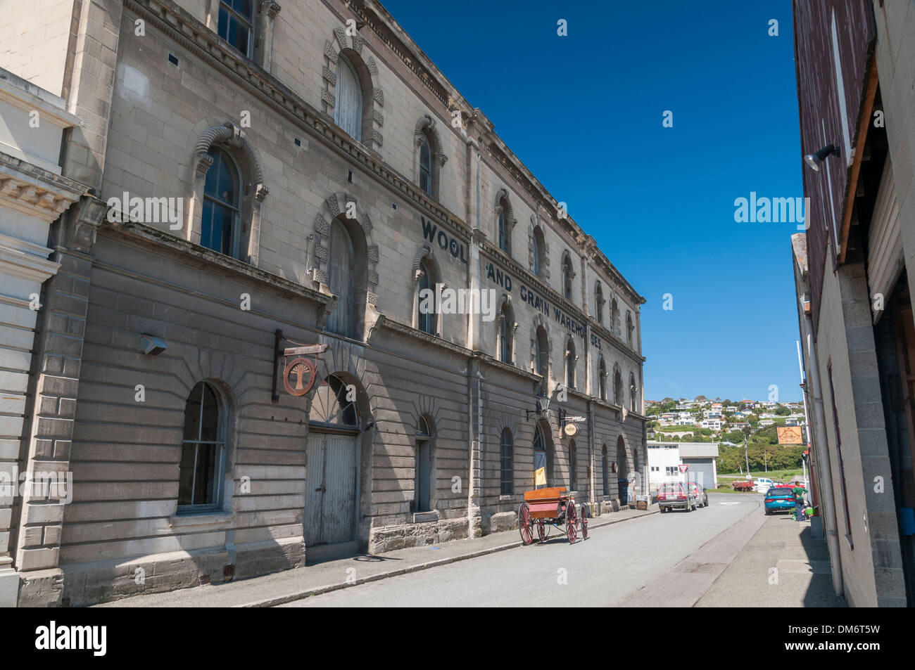 Hafen von Oamaru, Street, North Otago, Südinsel, Neuseeland Stockfoto