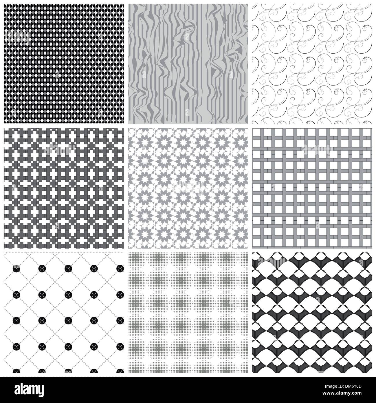 Satz von monochrome geometrische Muster Stock Vektor