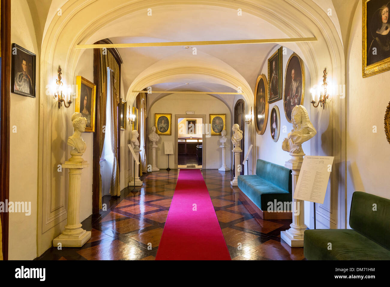 Italien, Val d'Aoste, Saint-Pierre, Sarre Schloss, Galerie Stockfoto