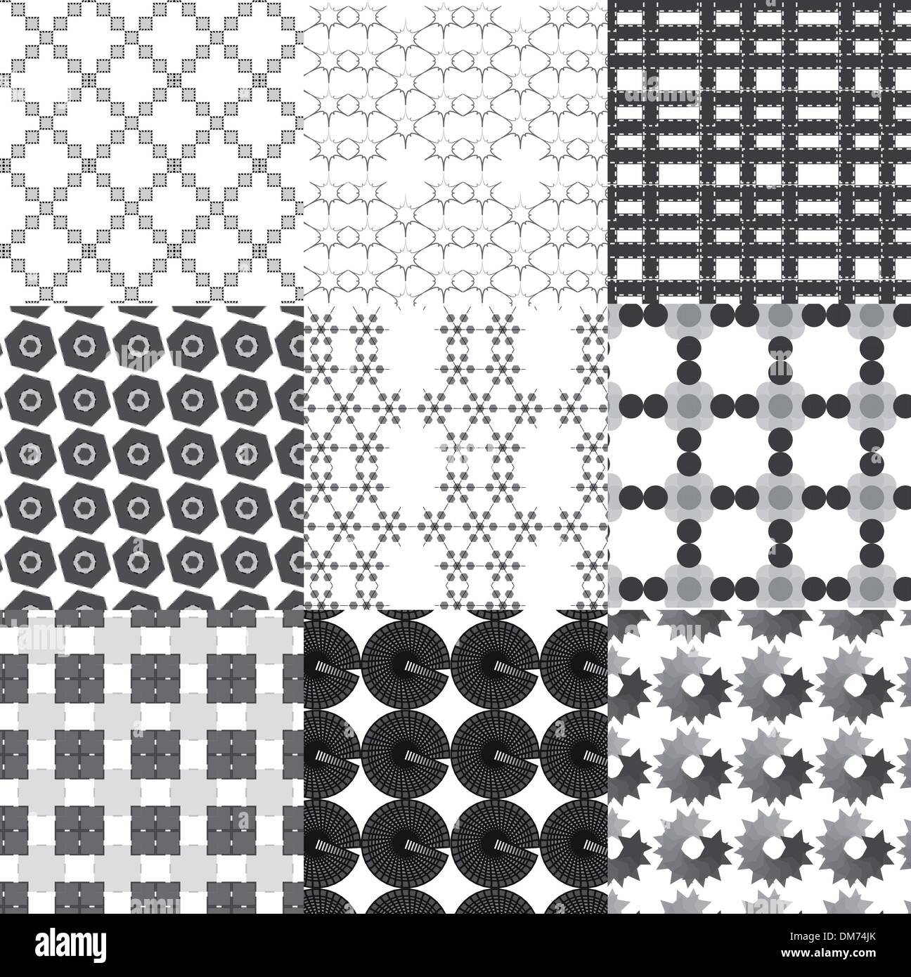 Satz von monochrome geometrische Muster Stock Vektor
