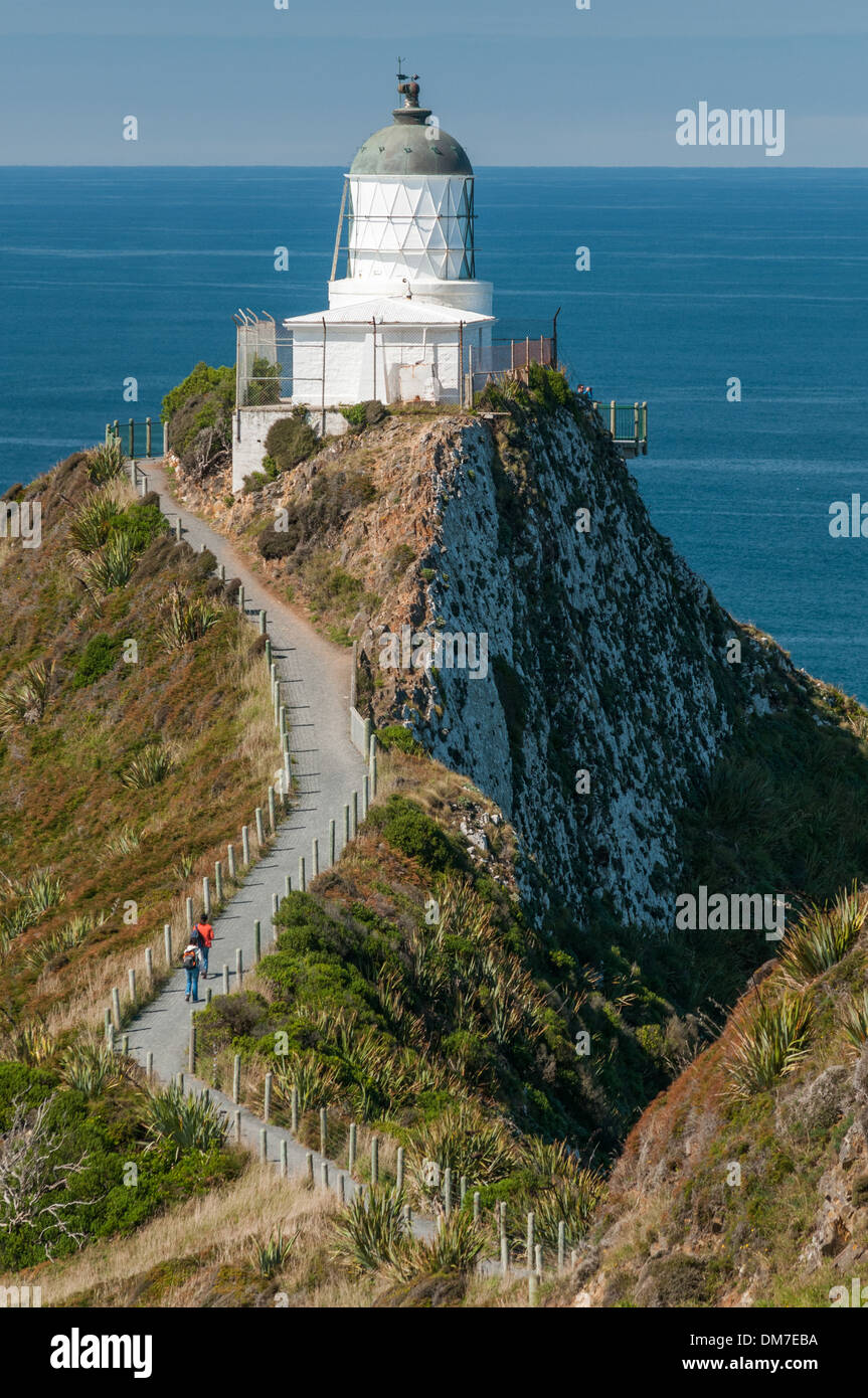 Nugget Point Lighthouse, Catlins Coast, South Otago, South Island, Neuseeland. Stockfoto