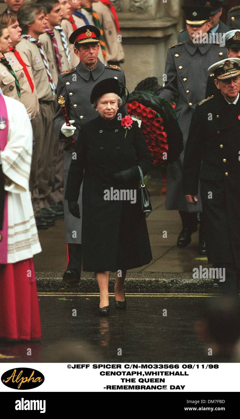 8. November 1998 - London, Großbritannien - 11.08.98 KENOTAPH, WHITEHALL. DIE Königin.-Gedenktag (Kredit-Bild: © Globe Photos/ZUMAPRESS.com) Stockfoto