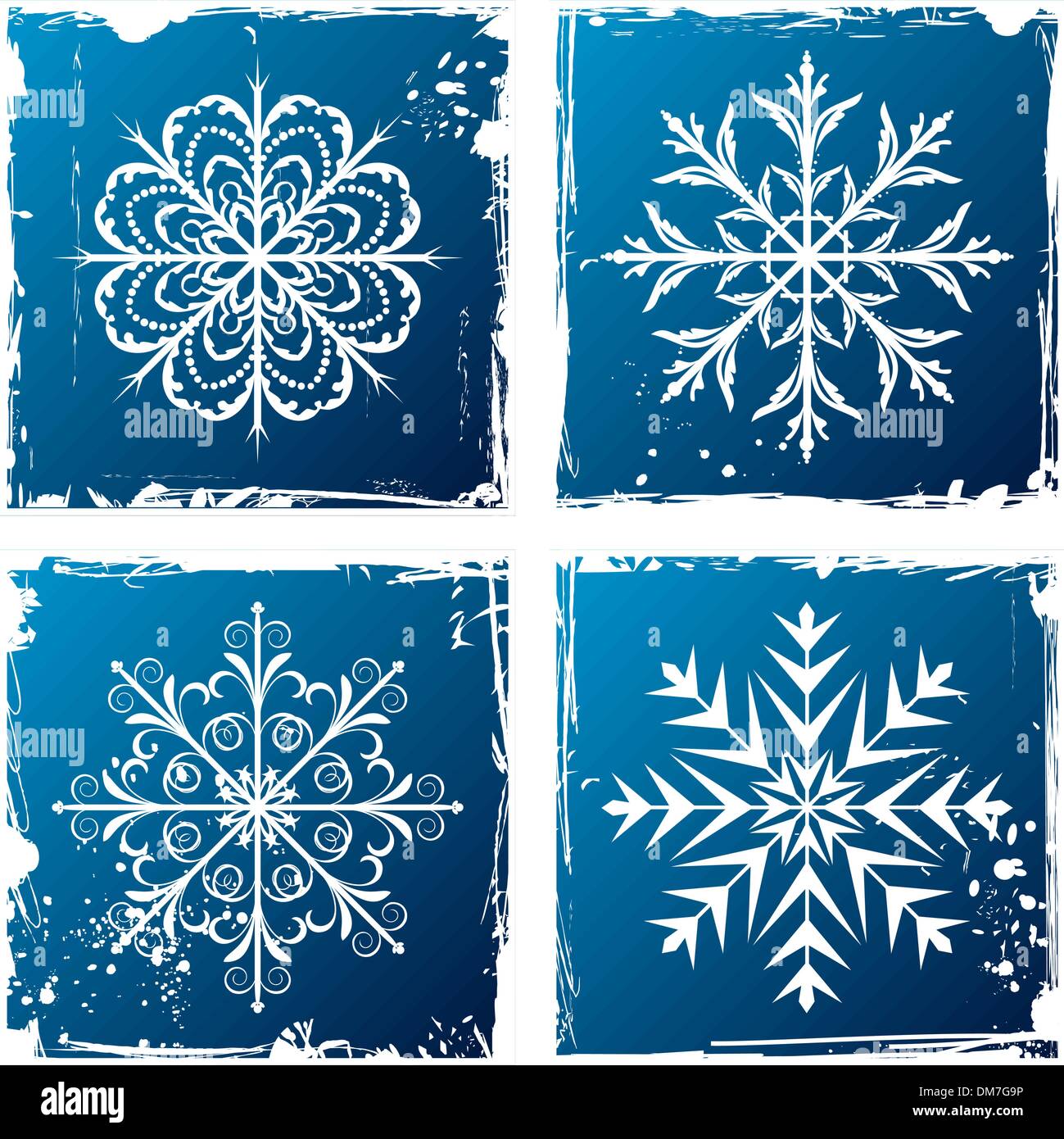 Schneeflocke Set grunge Stock Vektor