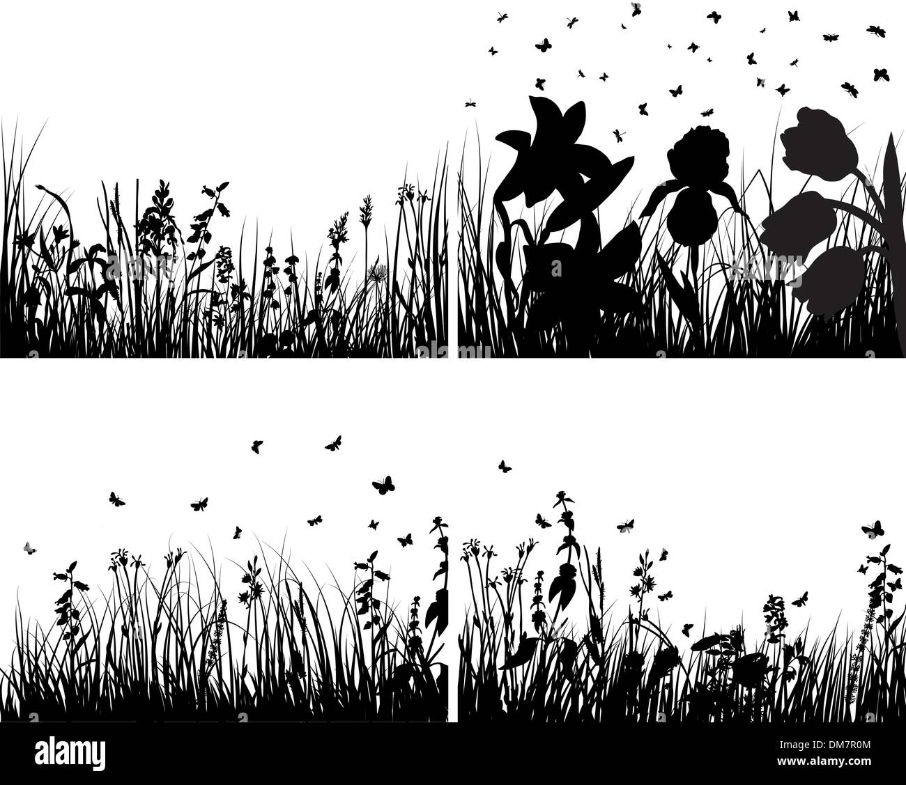 Satz von Grass Silhouetten Stock Vektor