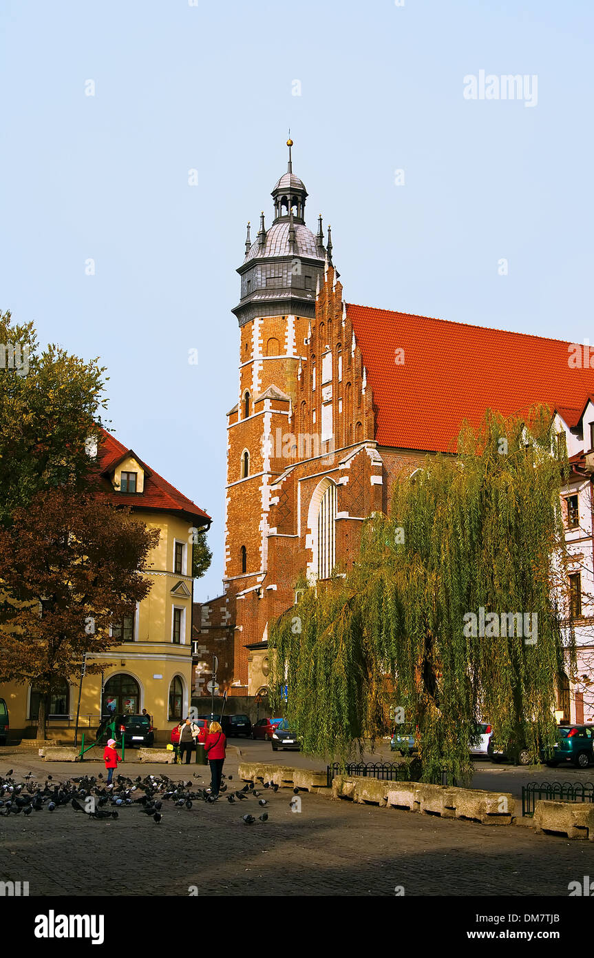 Blick auf den Platz und die Kirche Corpus Christi in Krakau Stockfoto