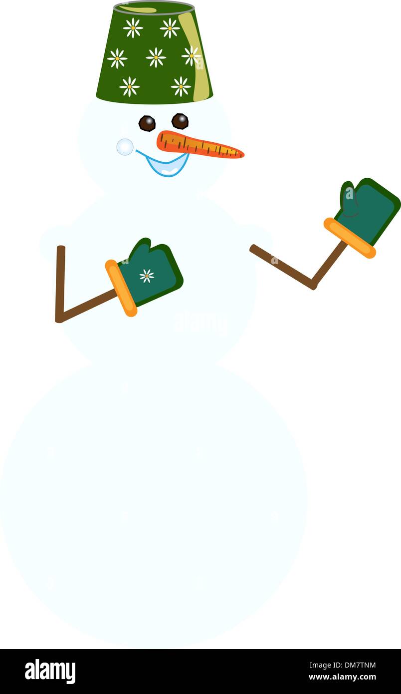 Schneeball in grüne Fäustlinge mit Kamillen Stock Vektor