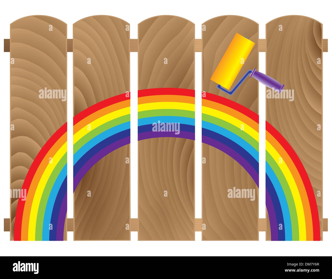 Zaun-Bretter in Regenbogen bemalt Stock Vektor