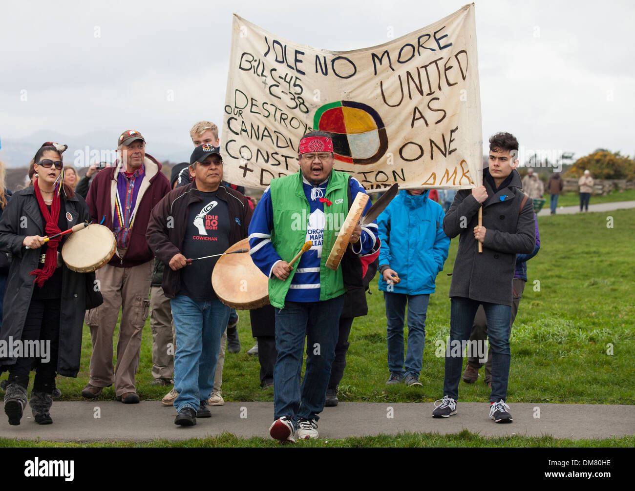 Im Leerlauf nicht mehr Aborigines Demonstranten am Rallye-Victoria, British Columbia, Kanada. Stockfoto