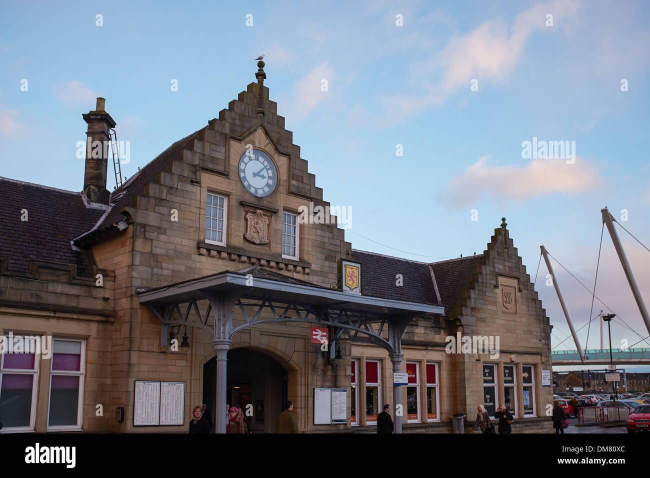 Eingang der Stirling Railway station Stockfoto