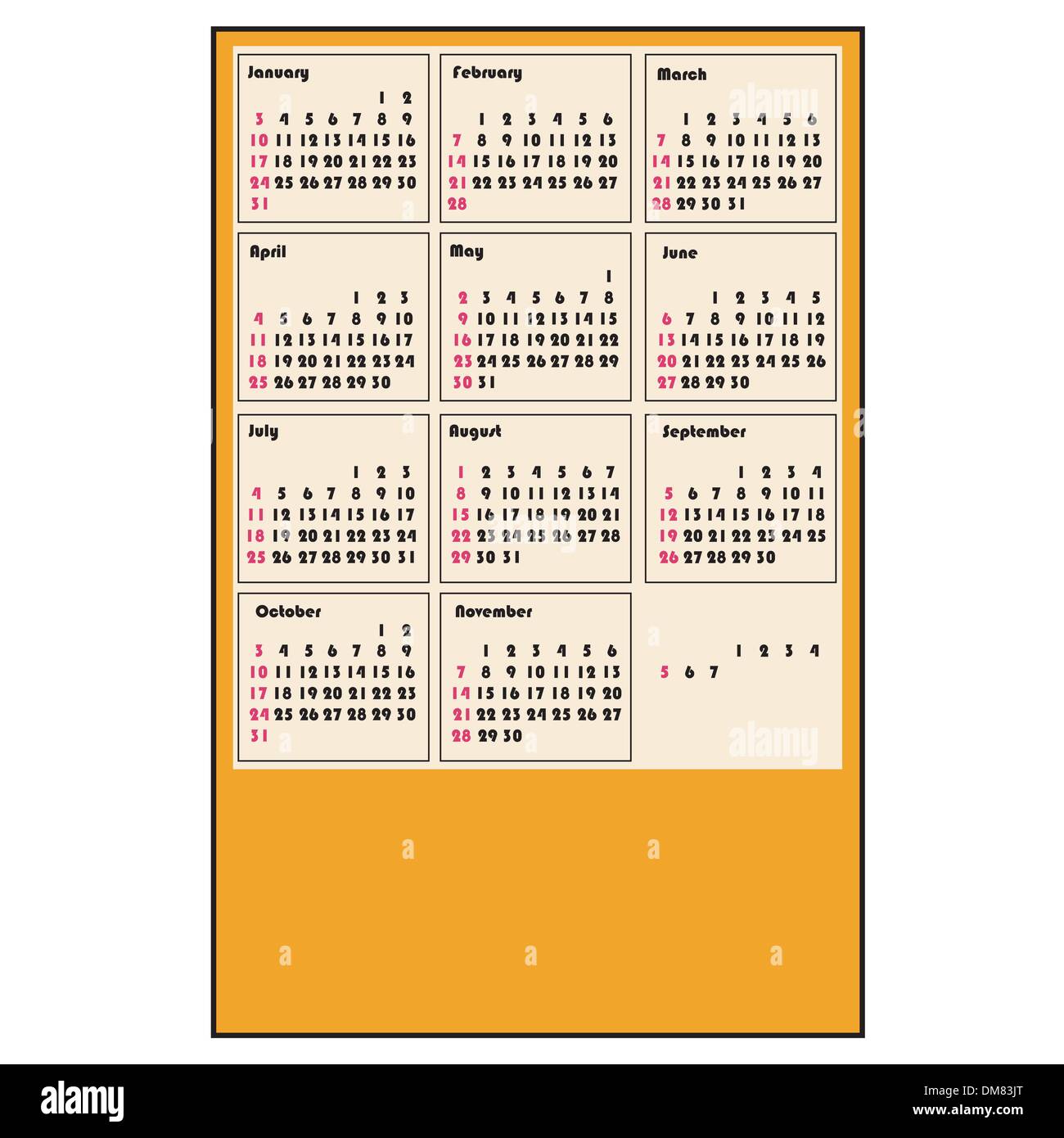 Vektor-Kalender für 2010 Stock Vektor