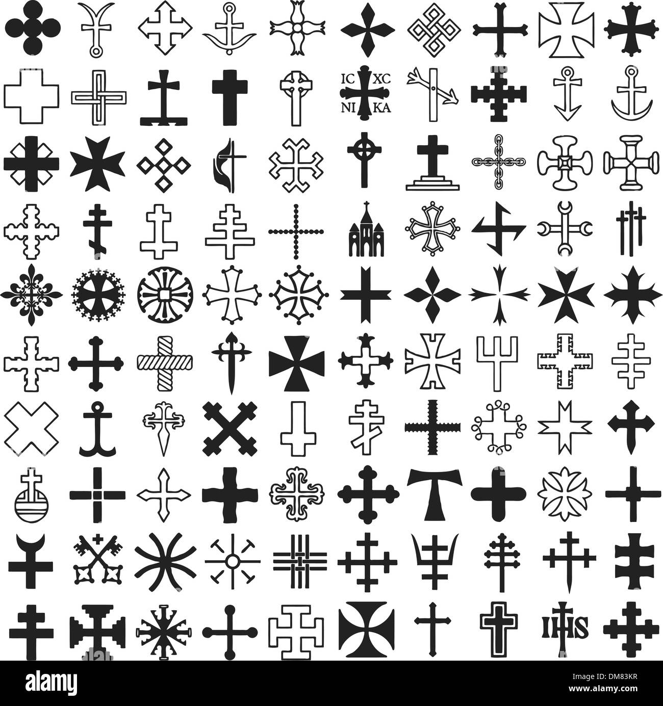 Kreuze-Vektor festgelegt. verschiedene religiöse Symbole Stock Vektor
