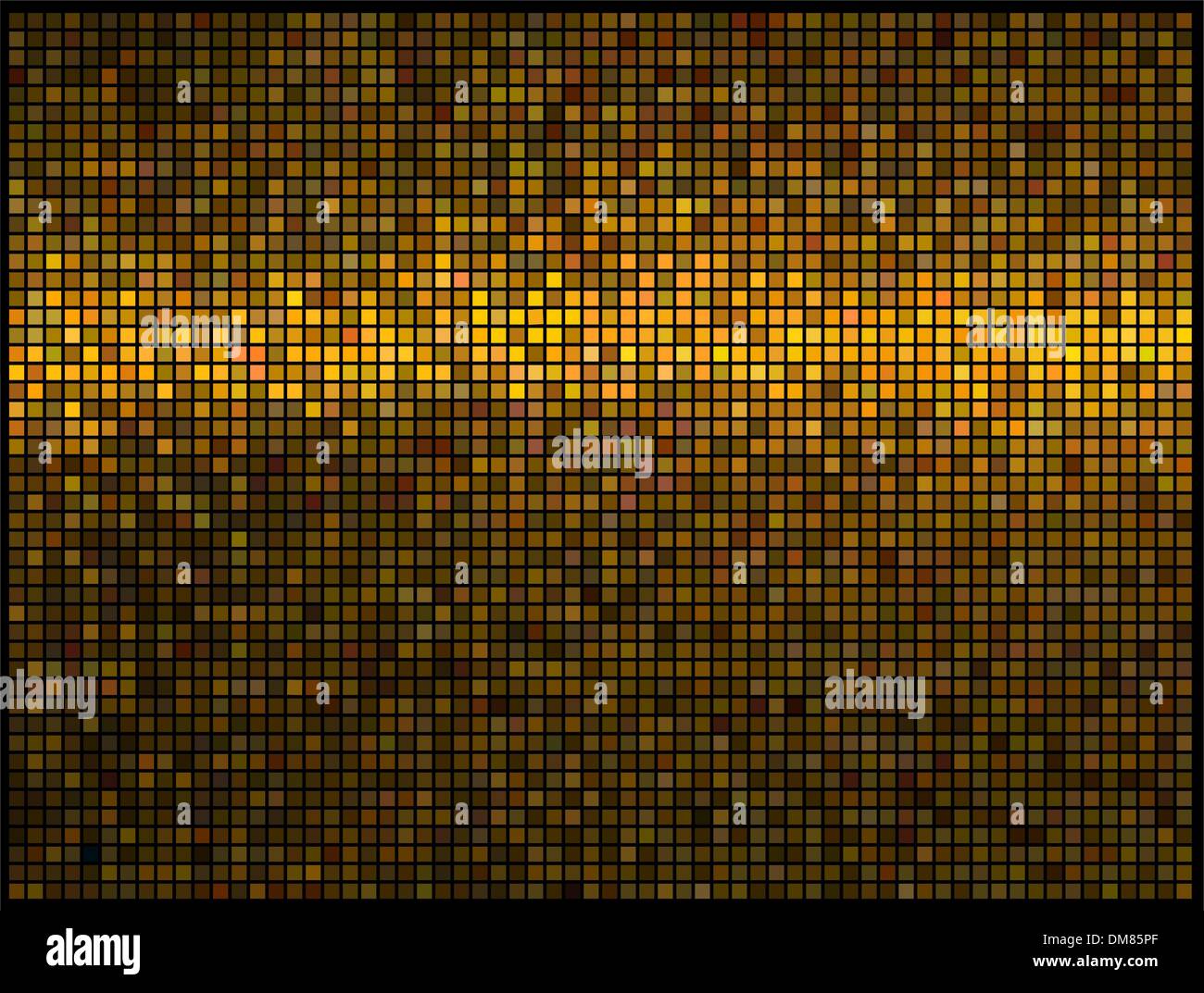 Multicolor abstrakt leuchtet Disco Goldgrund. Quadratische Pixel m Stock Vektor