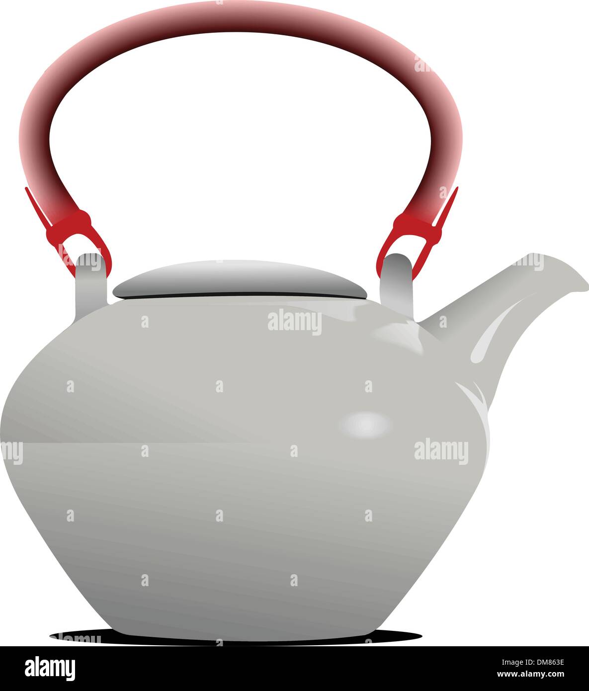Weiße Teekanne mit rotem Griff. Vektor-Illustration Stock Vektor