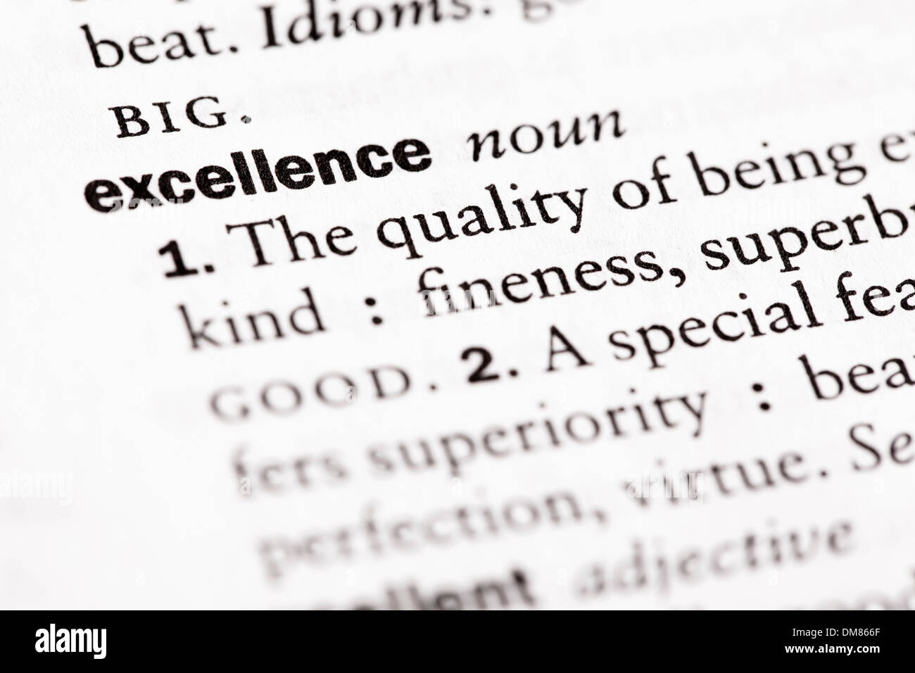 Wörterbuch-Definition von "Excellence" Stockfoto