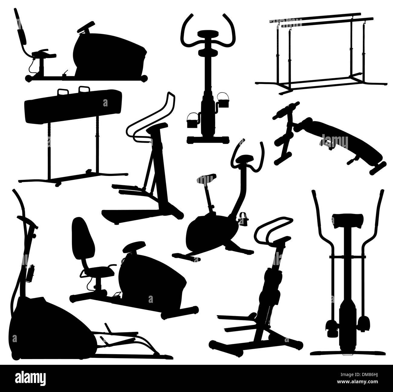 Fitness-Studio Ausrüstung Umrisse Stock Vektor