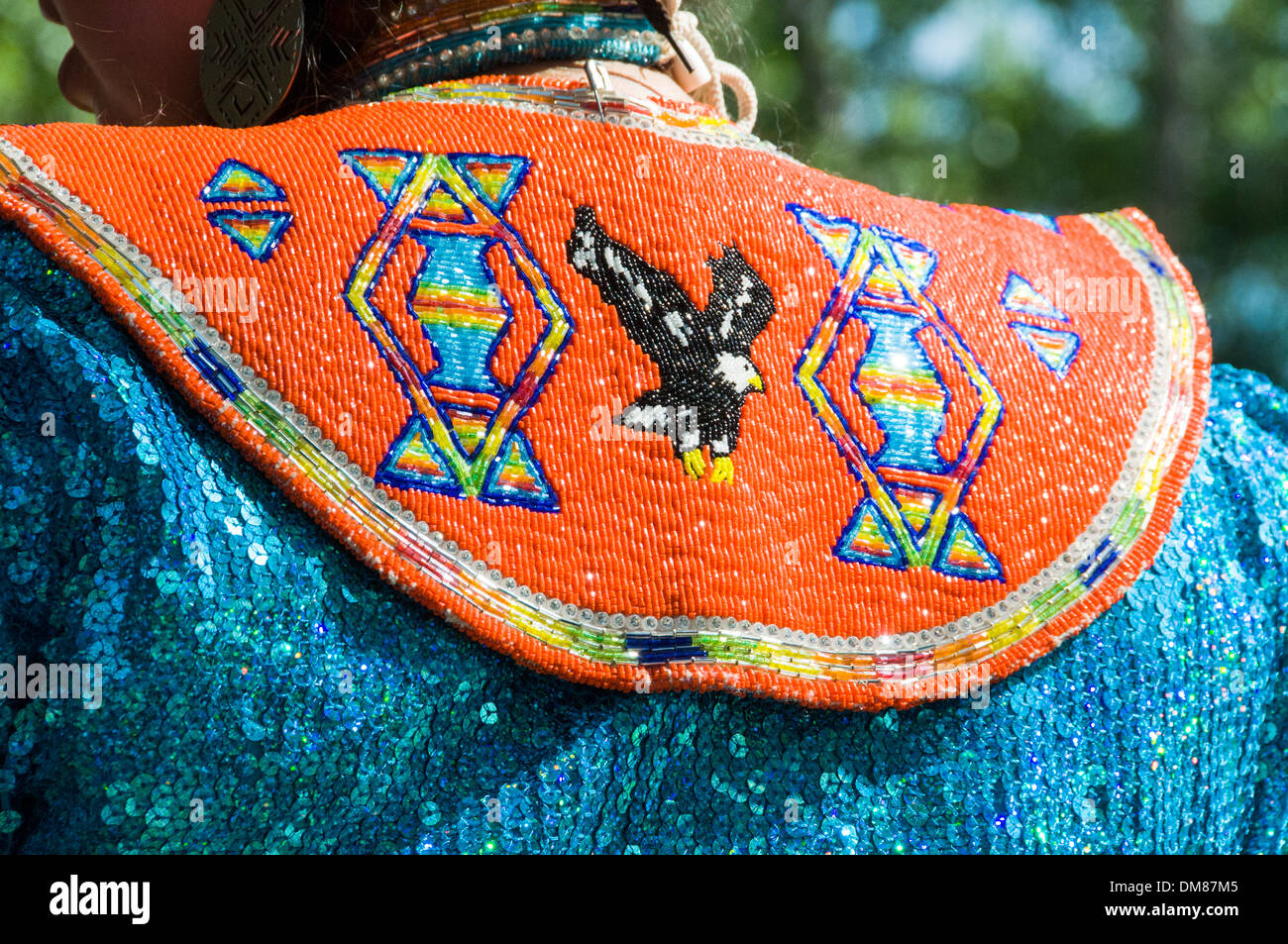Details zu Frau traditionelle Kleidung Mohawk Menschen erste Nationen Quebec Kanada Stockfoto