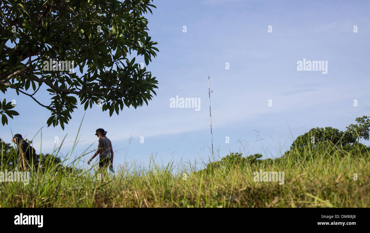 Landwirt zu Fuß auf Hue Vietnam South East Asia Stockfoto