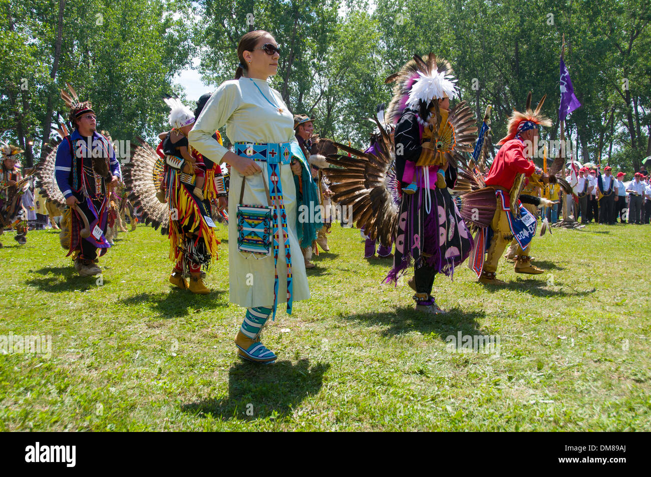 Die Mohawk Nation von Kahnawake Heimatgemeinde am Südufer des St. Lorenz Stroms in Quebec Kanada feiert Pow Wow Stockfoto