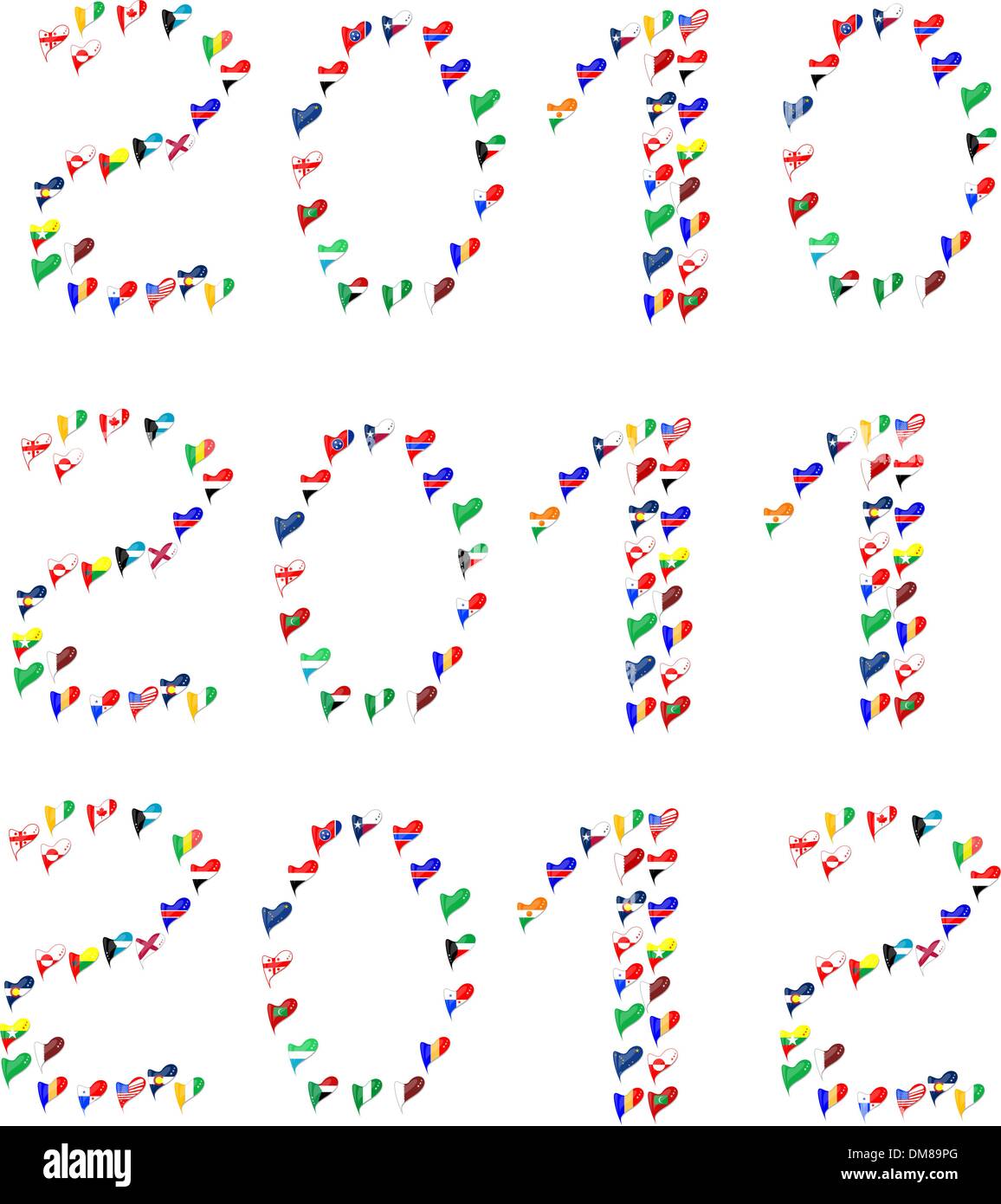 Jahr 2010-2011-2011 von World Fahne Stock Vektor