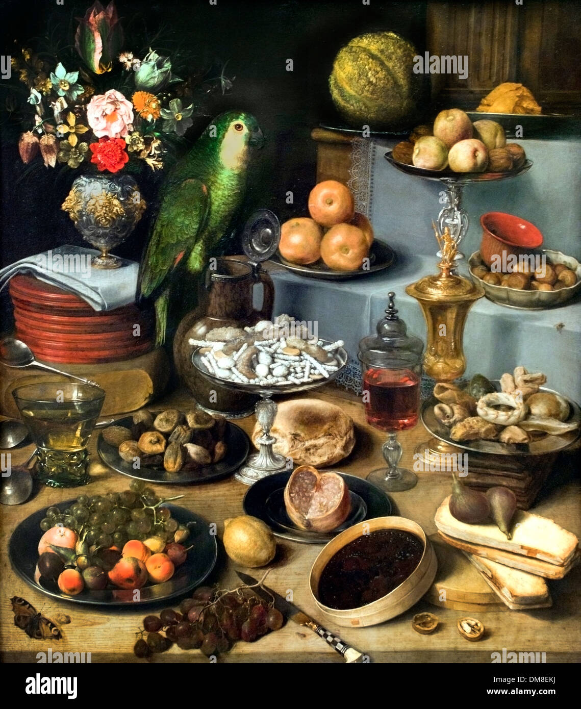 Stillleben mit Papagei 1630 Georg Flegel (1566-1638) Deutsch Deutschland Stockfoto