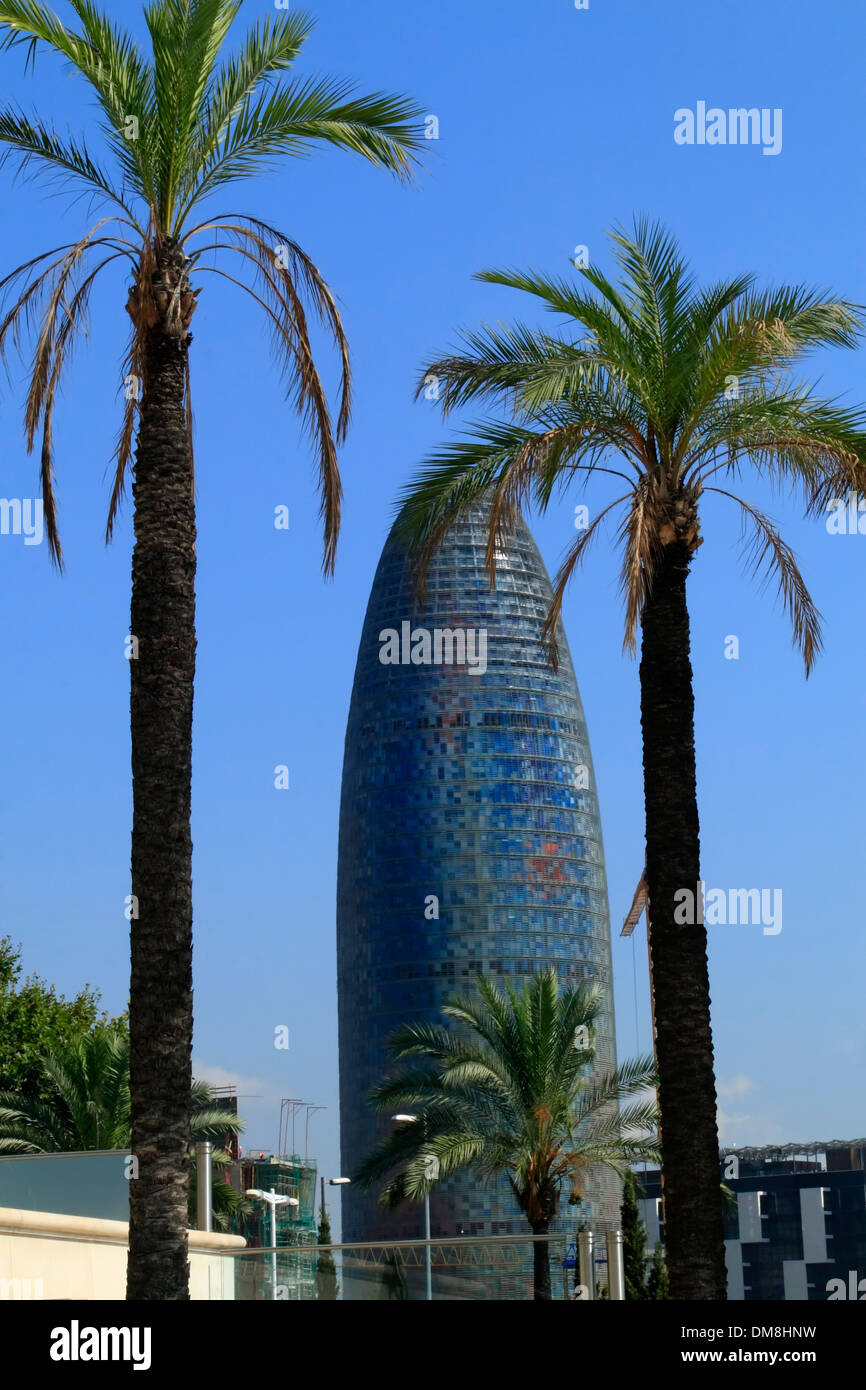 Torre Agbar, Torre Agbar, Barcelona, Spanien, Europa Stockfoto