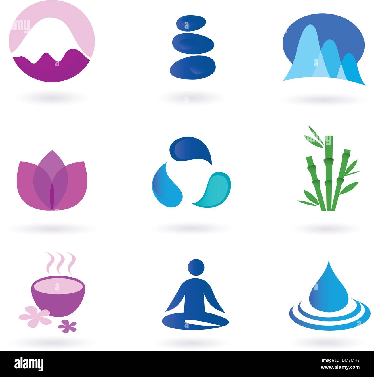 Wellness, Entspannung und Yoga-Icon-Set. Vektor Stock Vektor