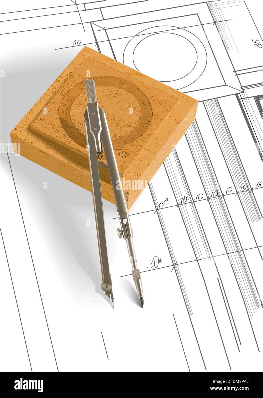 Vektor Teil des Designs der Tür mit Kompass und Eiche rosette Stock Vektor