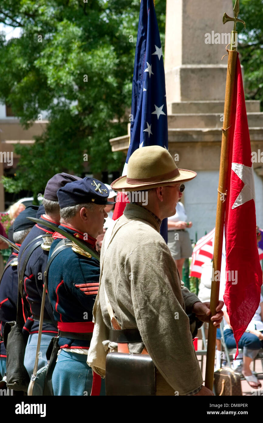 Bürgerkrieg Kontingent, Flag Day Zeremonien, Santa Fe Plaza, New Mexico USA Stockfoto