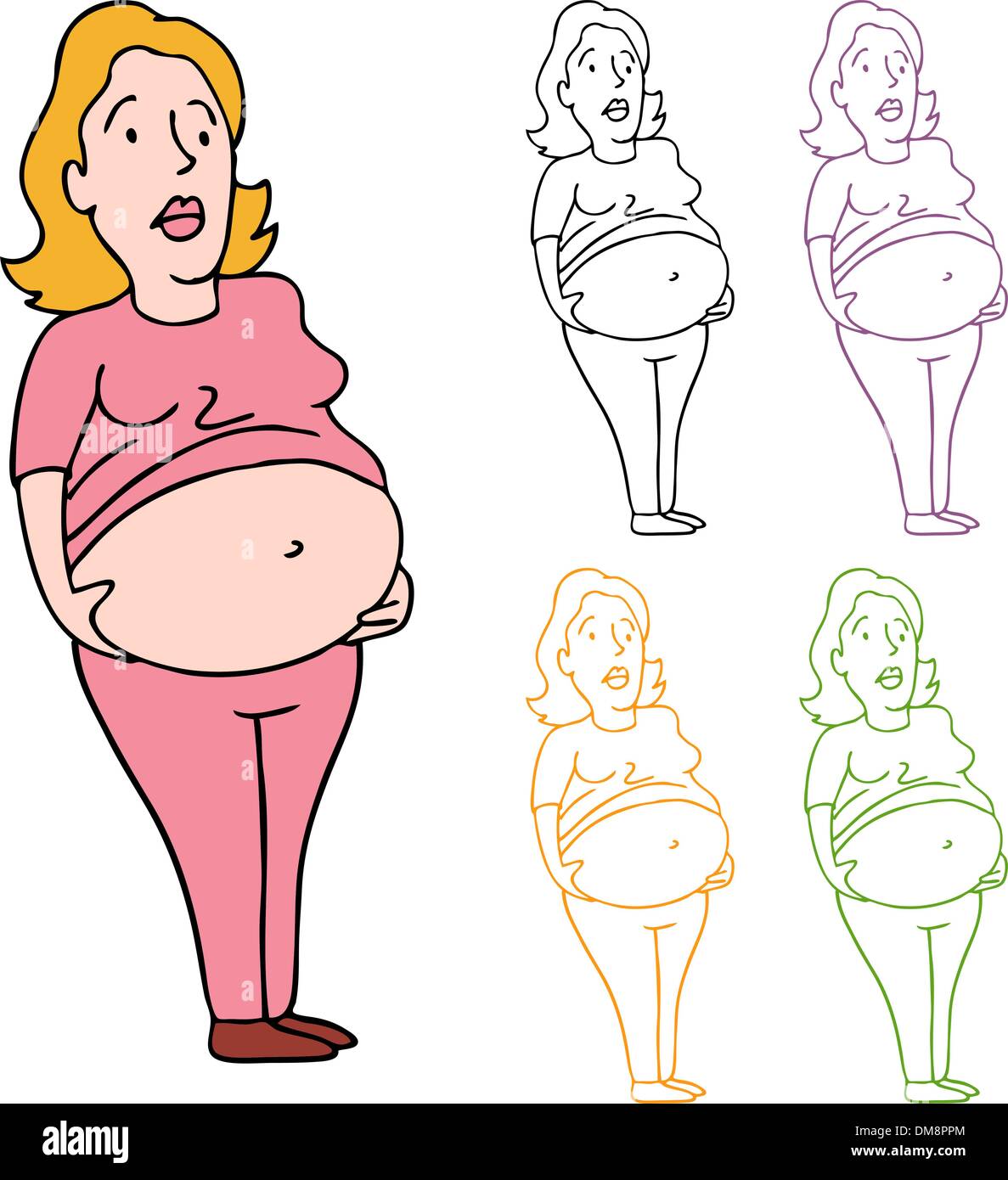 Frau schwere Bauch Stock Vektor