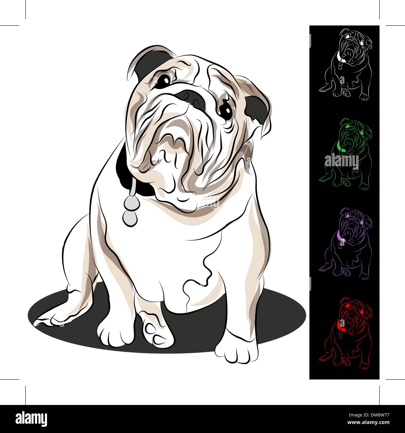 Bulldog-Zeichnung-Set Stock Vektor