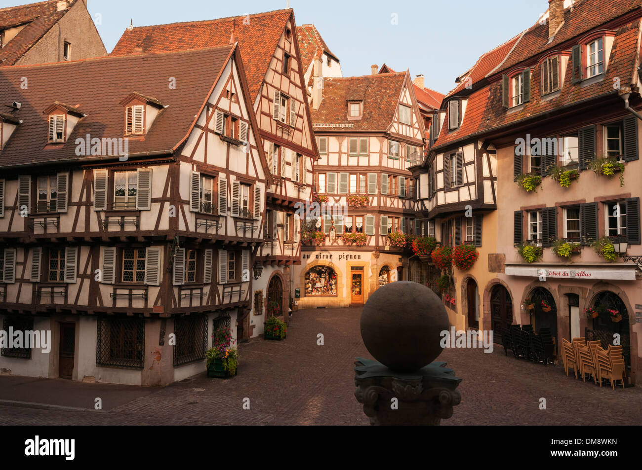 Elk213-2649 Frankreich, Elsass, Colmar, Straße mit Fachwerkhäusern Stockfoto