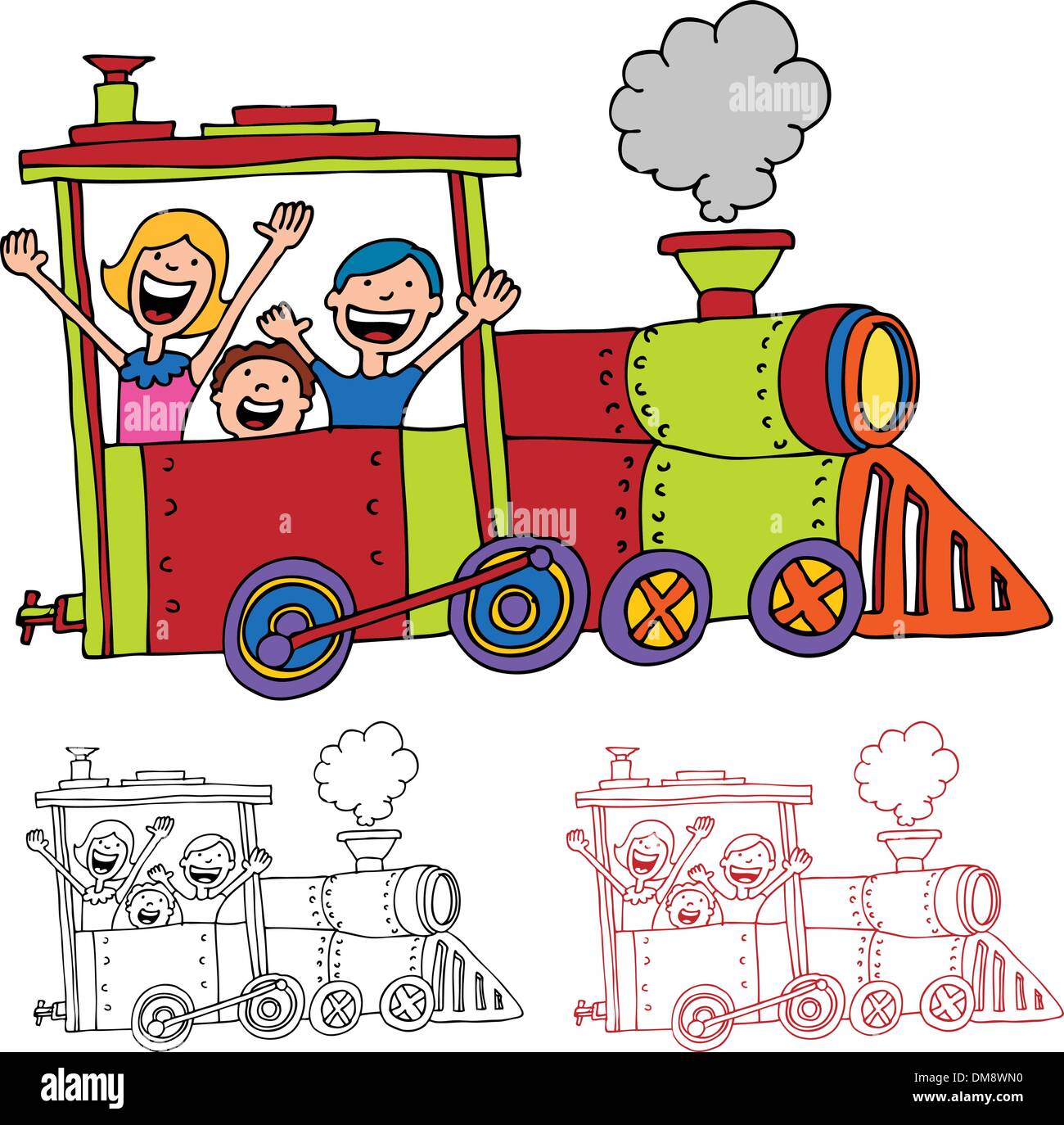Kinder Reiten Zug Stock Vektorgrafik Alamy