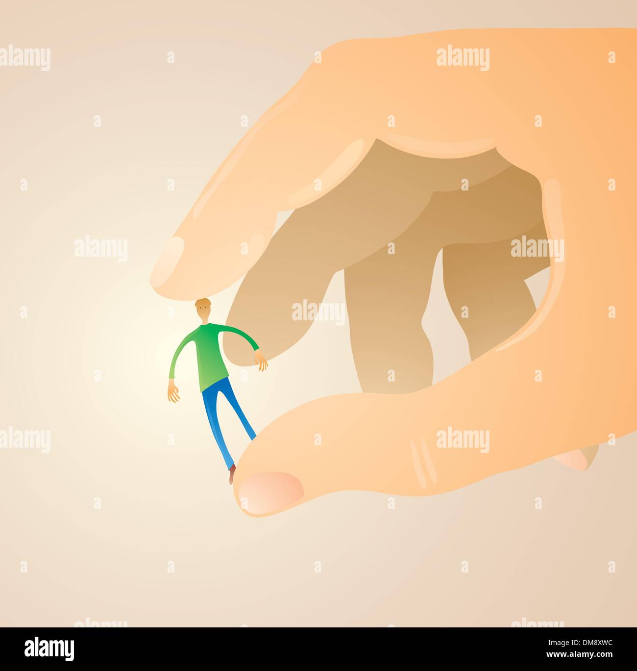 Mann zwischen meinen Fingern Stock Vektor