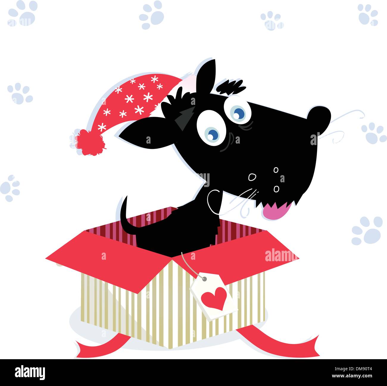 Weihnachtsgeschenk mit niedlichen Weihnachten Hund mit roter