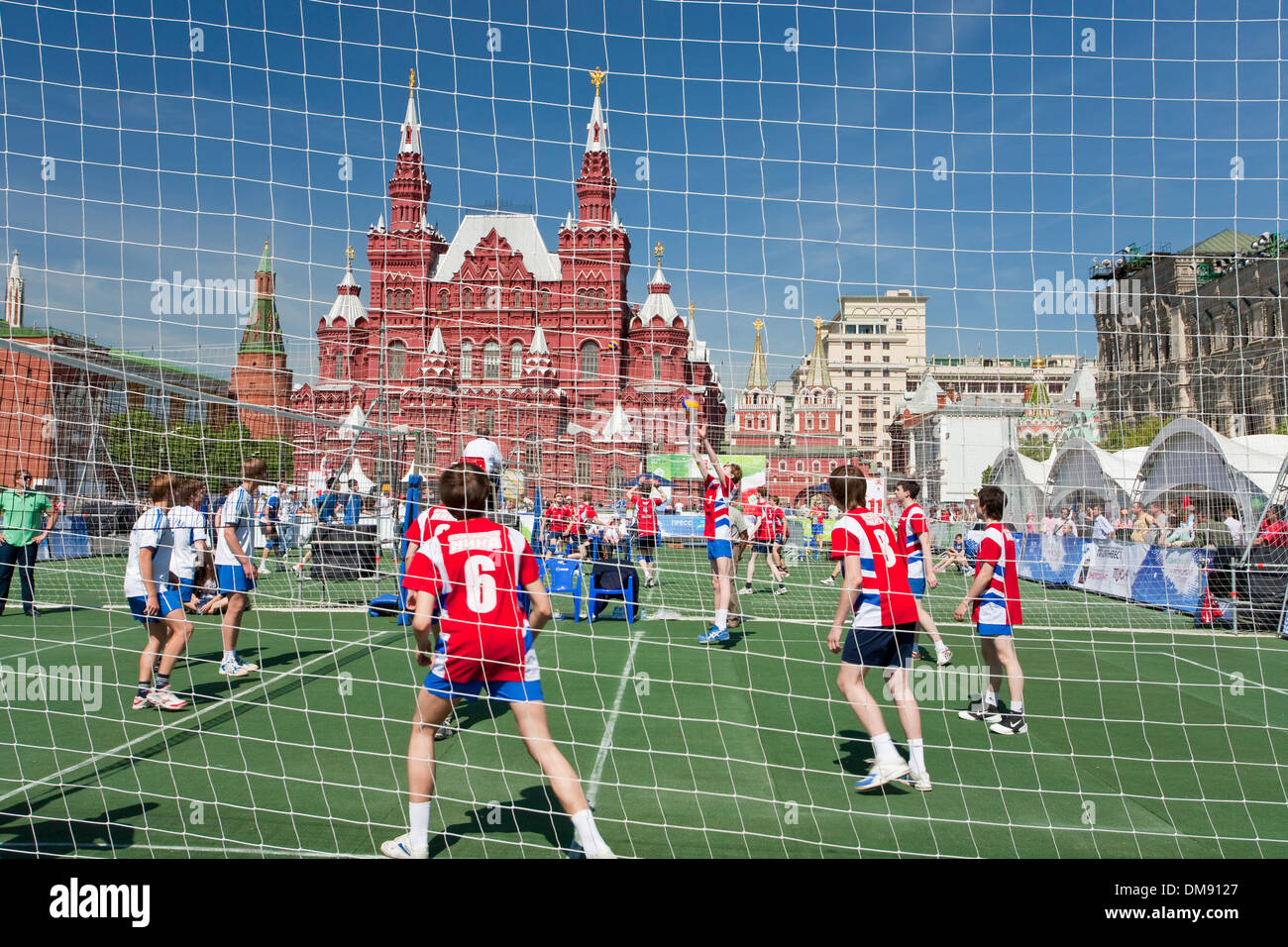 Volleyball-Spiel auf Roter Platz Moskau Stockfoto