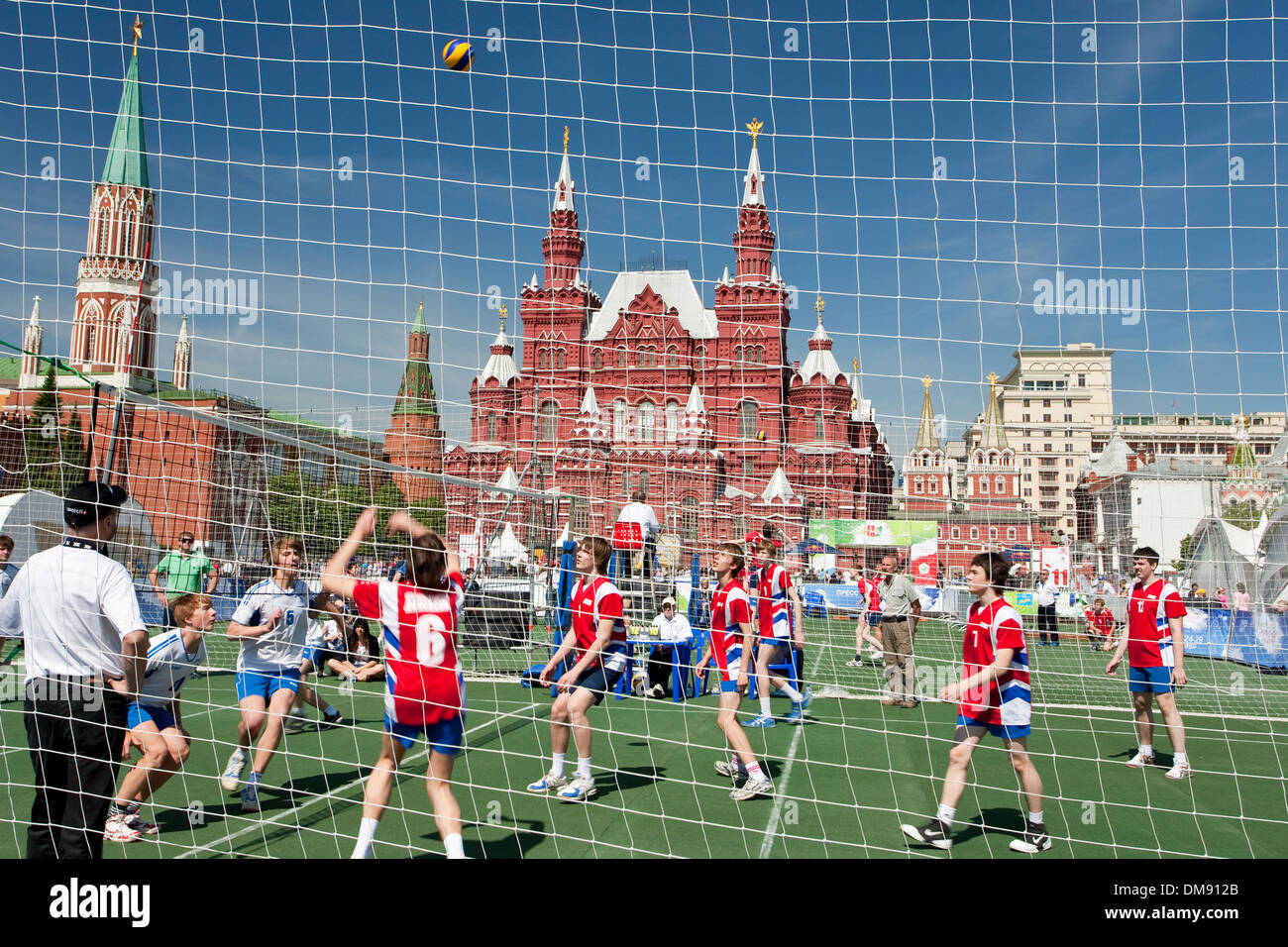 Volleyball-Spiel auf dem Roten Platz Stockfoto