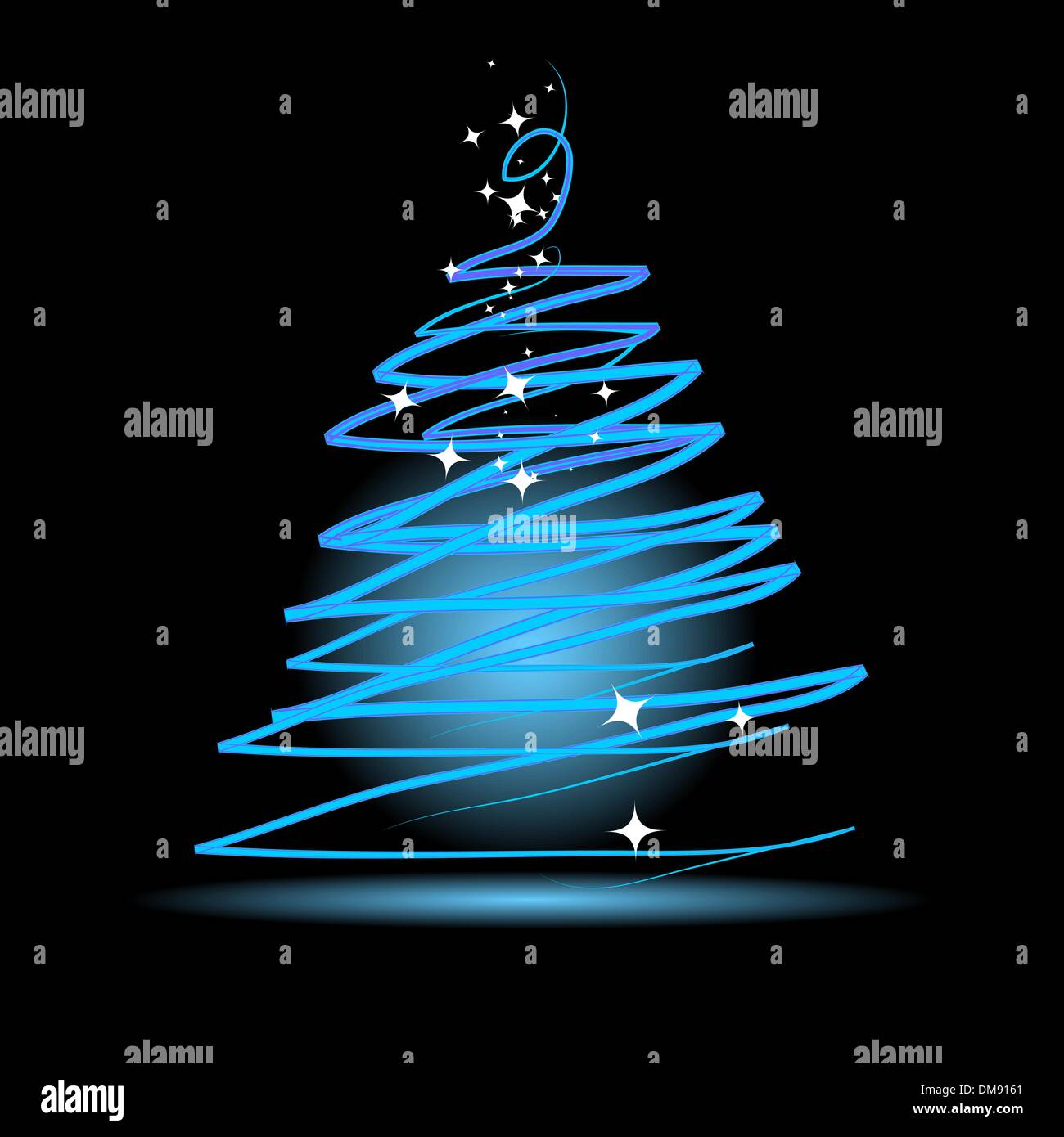 Weihnachtsbaum auf schwarzem Hintergrund Stock Vektor