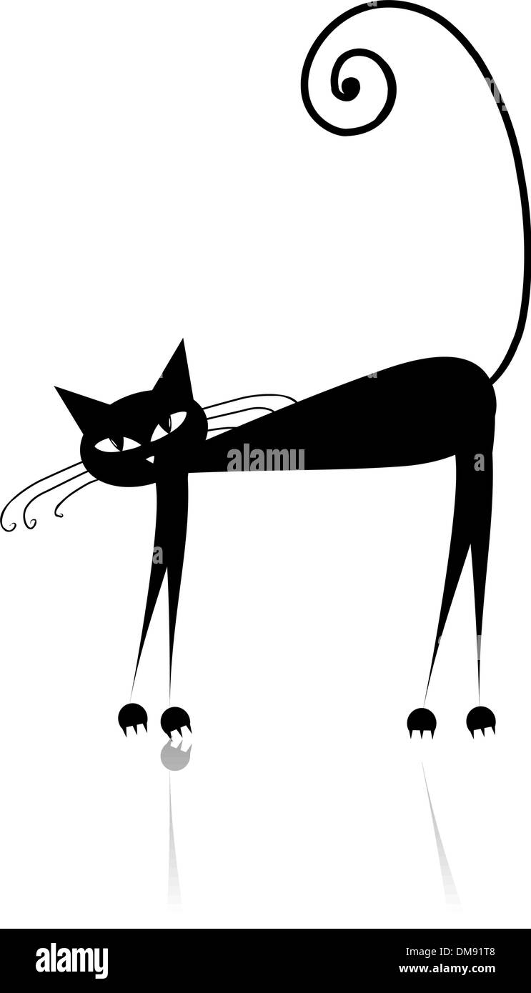 Schwarze Katze Silhouette für Ihr design Stock Vektor