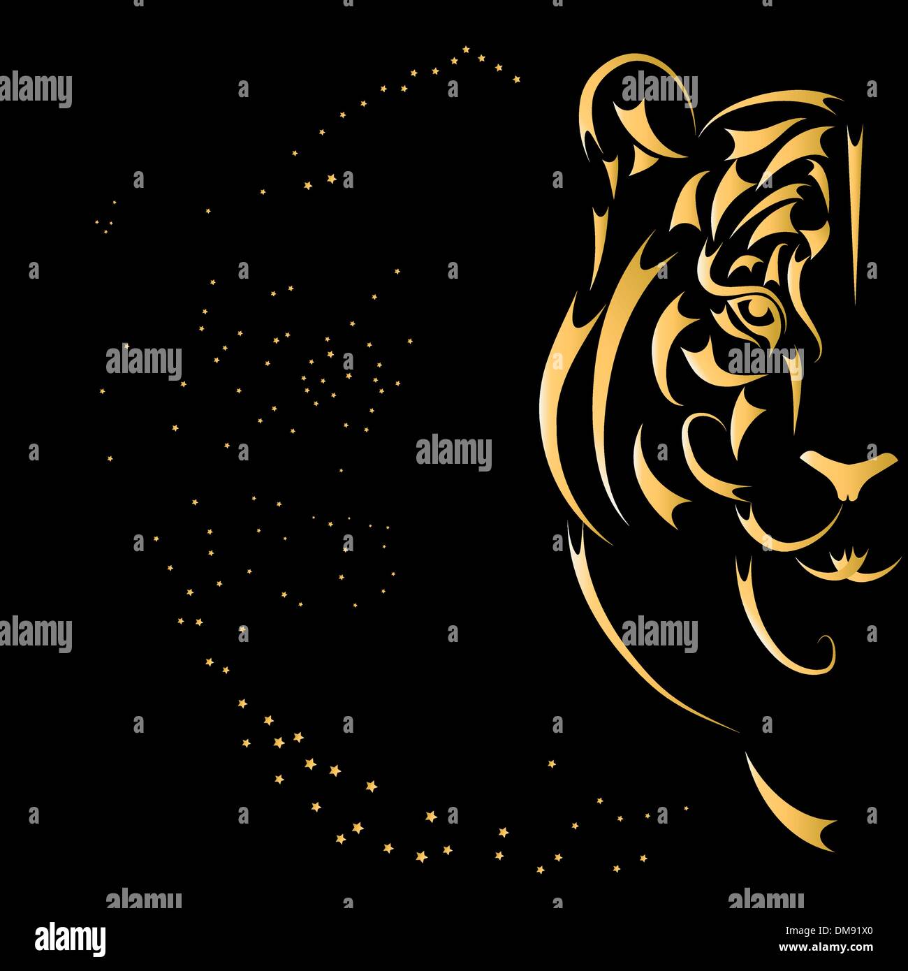 Tiger stilisierte Silhouette, Symbol Jahr 2010 Stock Vektor