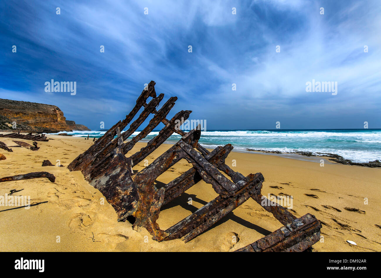 Schiff Wrack, auf dem Strand von Innes National Park, South Australia Stockfoto
