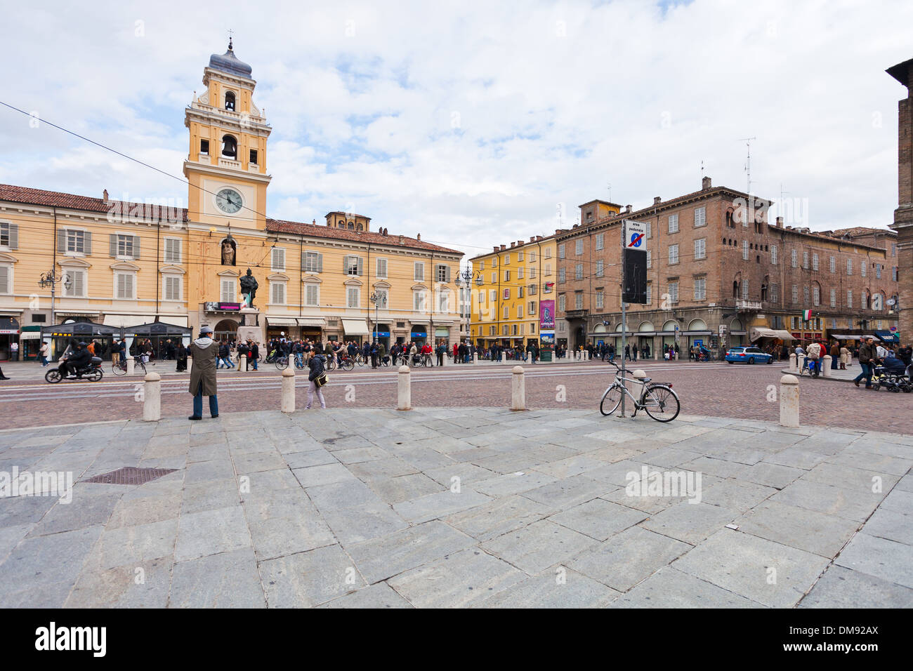 Ansicht der Piazza Garibaldi in Parma, Italien Stockfoto