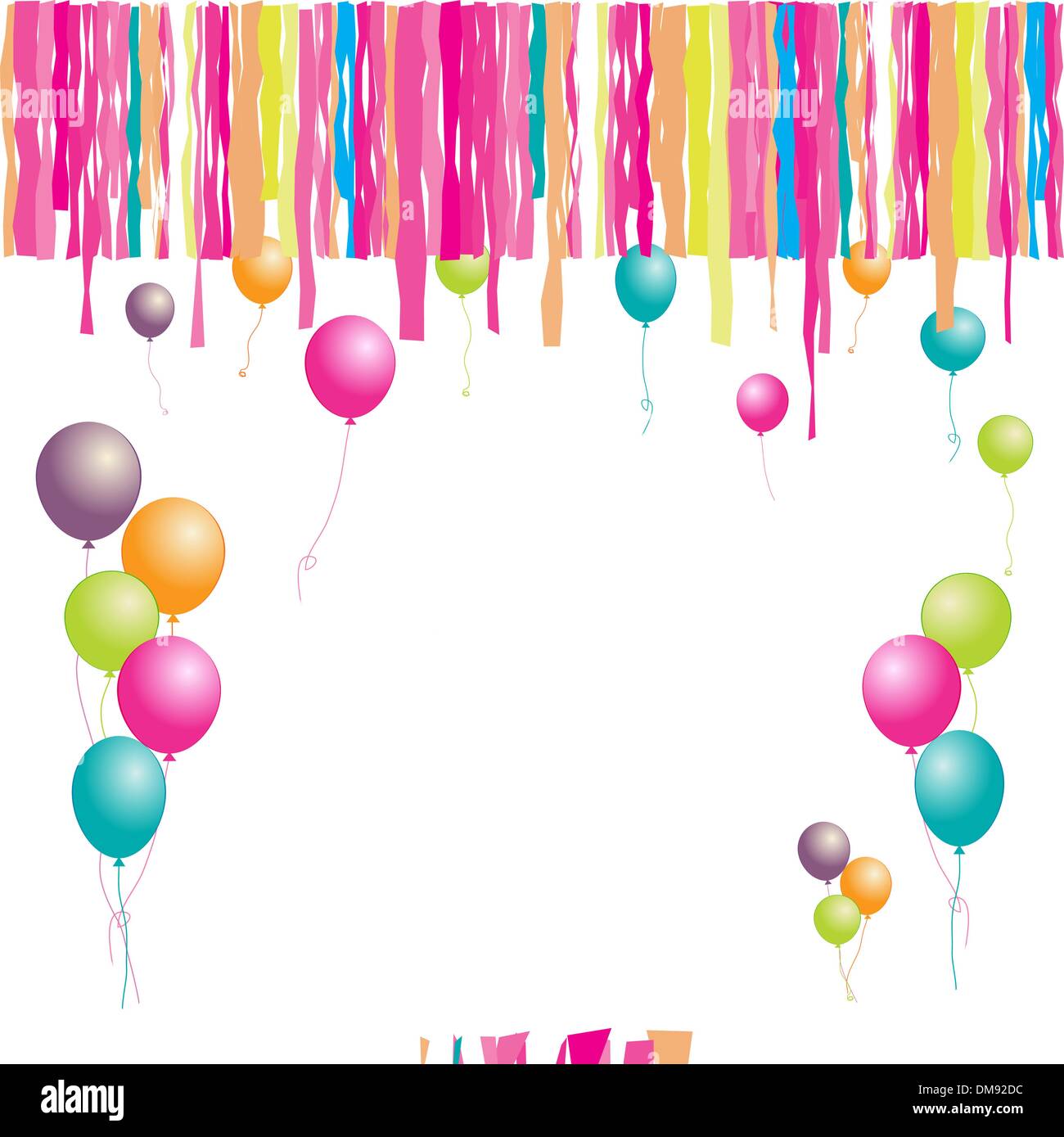 Herzlichen Glückwunsch zum Geburtstag! Luftballons und Konfetti. Fügen