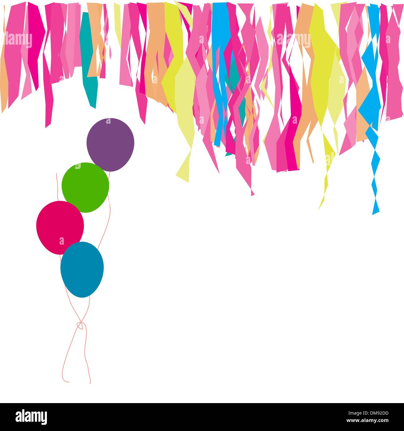 Herzlichen Glückwunsch zum Geburtstag! Luftballons und Konfetti. Fügen Sie hier Ihren Text ein. Stock Vektor